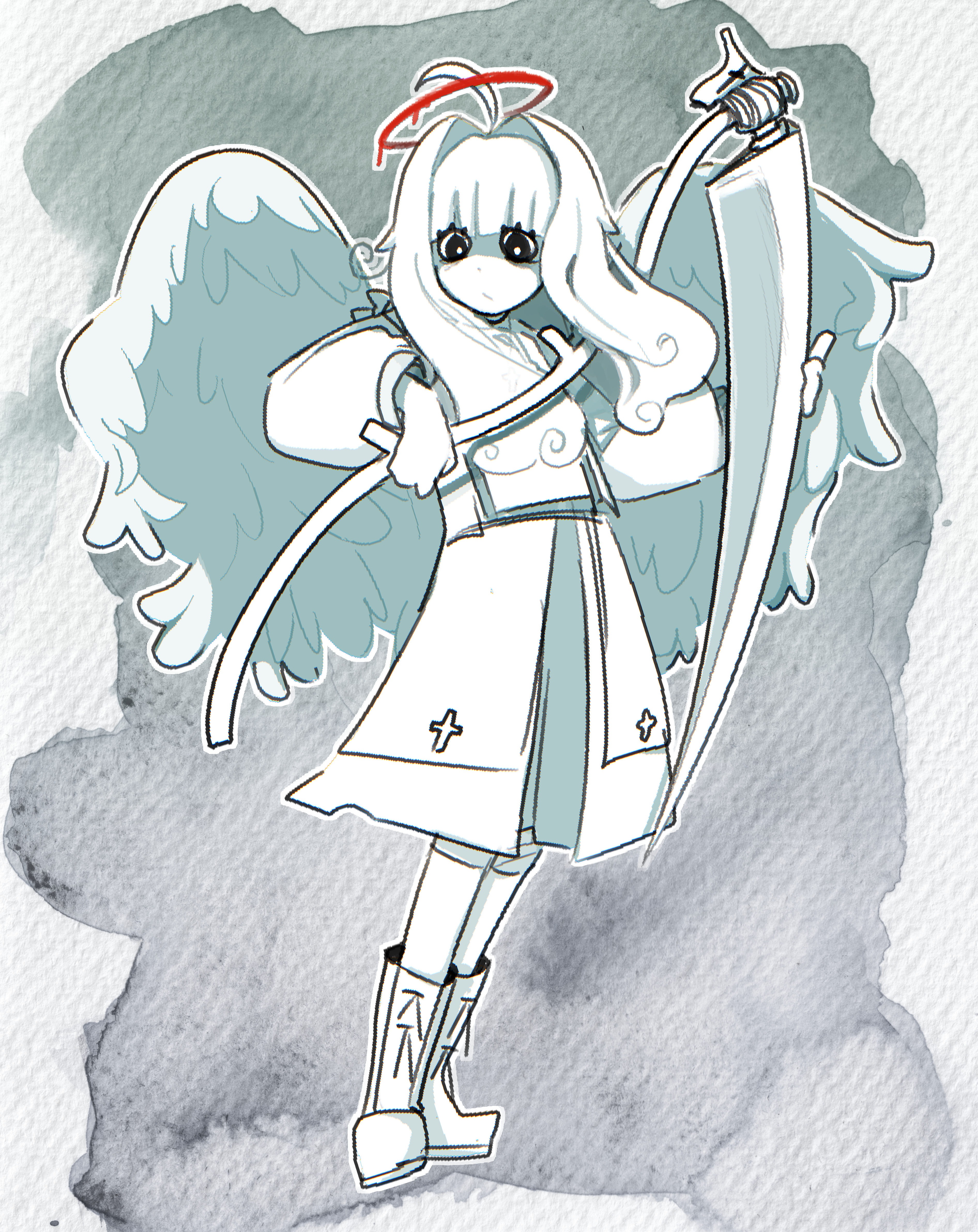 I wanted to draw a scythe wielding angel.