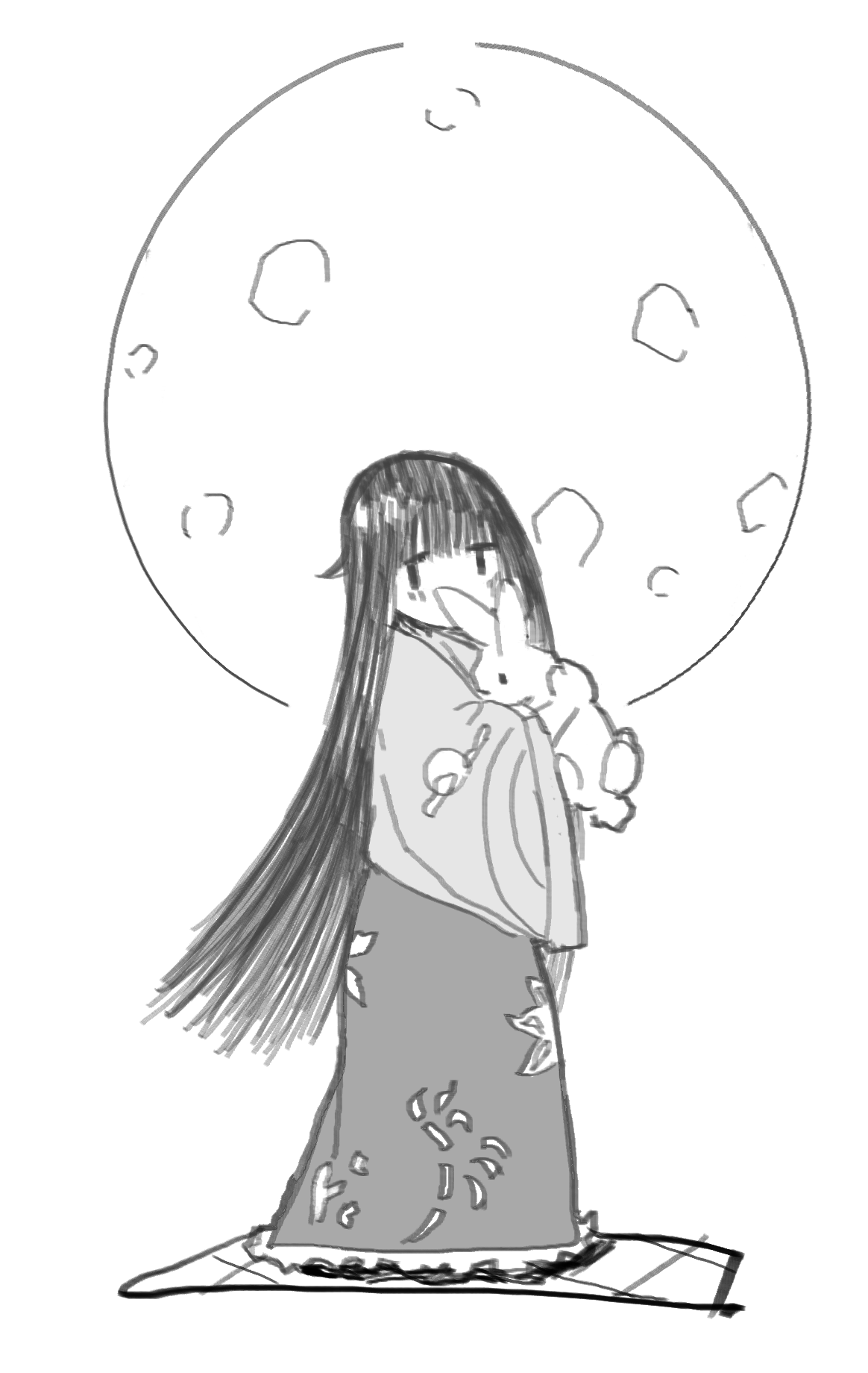 Kaguya holding a lil bunny.