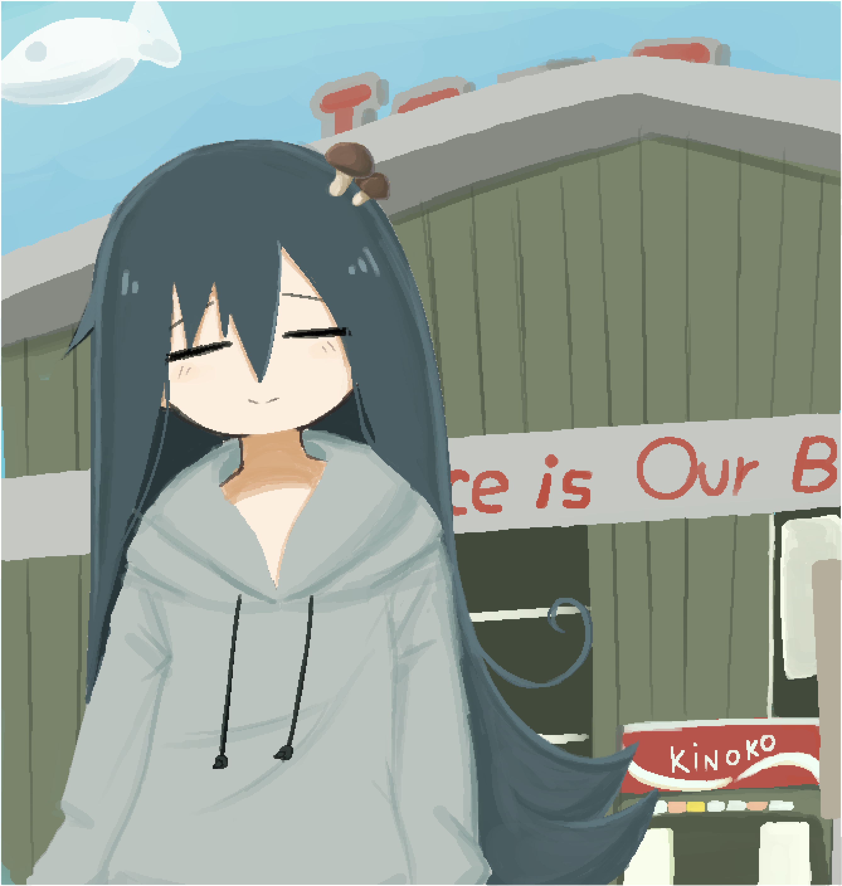 I drew shijima on the album cover from Brave Little Abacus - ¨Just Got Back from the Discomfort - We're Alright¨