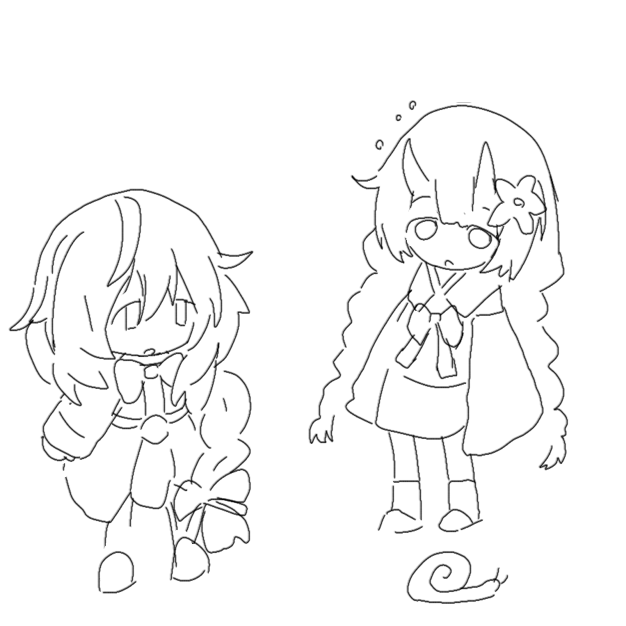 Doodle of two air heads - Chise and Plutia