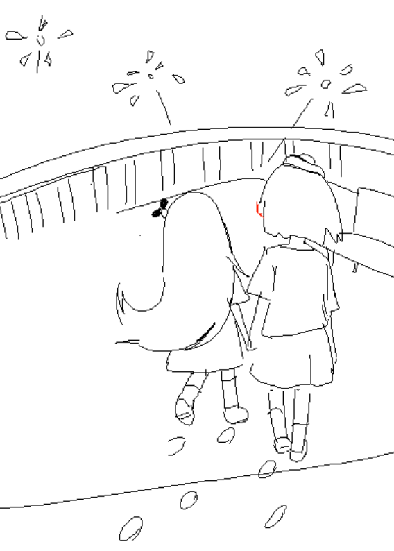 Low effort sketch of majime and shijima while i was TRYING to get drunk with wine on new years.